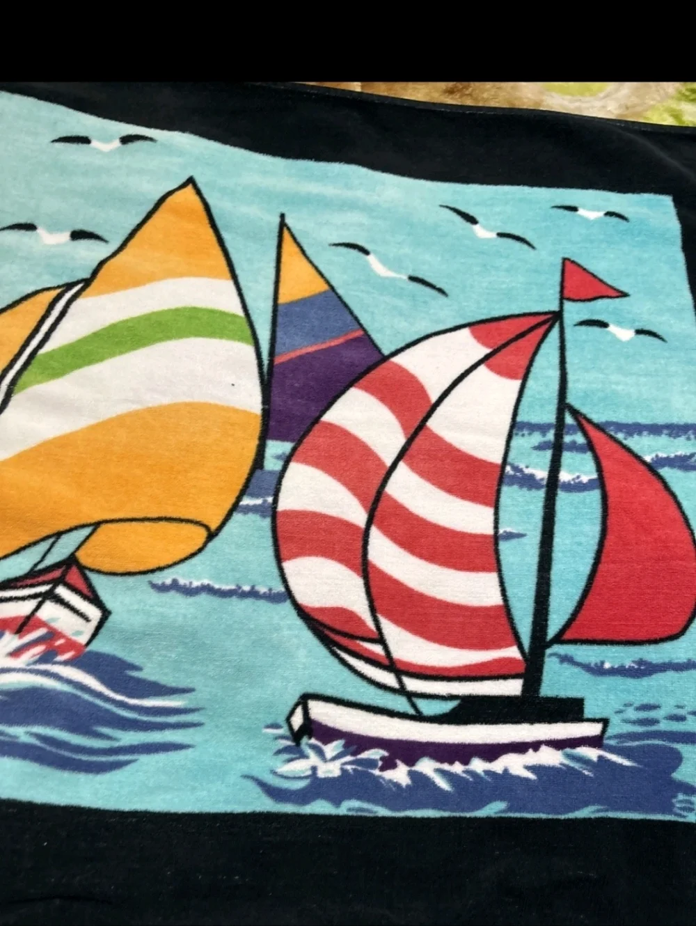Multicolor Sailboat Print Beach Towel